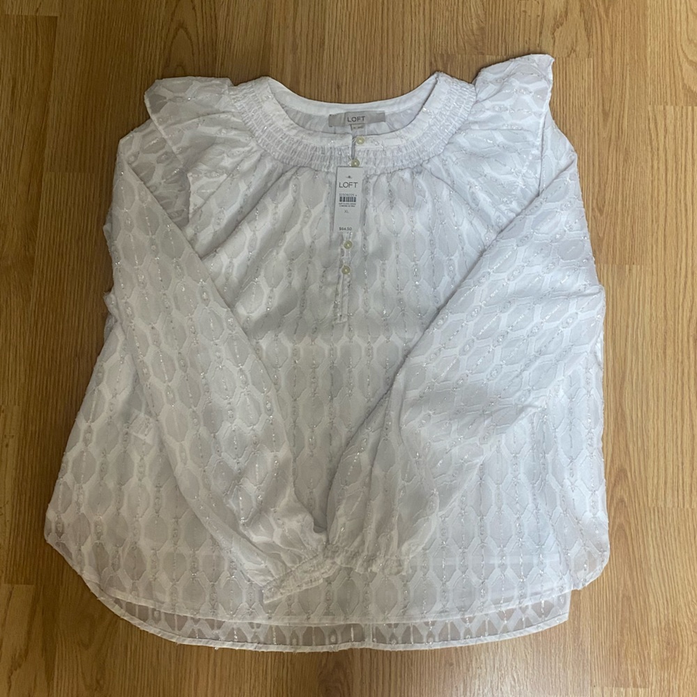Loft shimmer white dress shirt